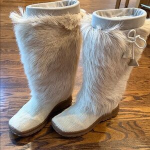 PAJAR sz 38 (US 7) Fur Boots - Beige, Sand, Natural White - Seal and Goat?